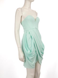 Zimmermann Blue Silk Strapless Mini Dress Size S