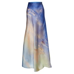 Zimmermann Blue Tame Printed Silk Flared Maxi Skirt XS