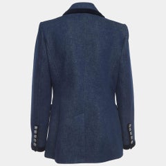 Zimmermann Blue Velvet Trim Denim Single Breasted Blazer M