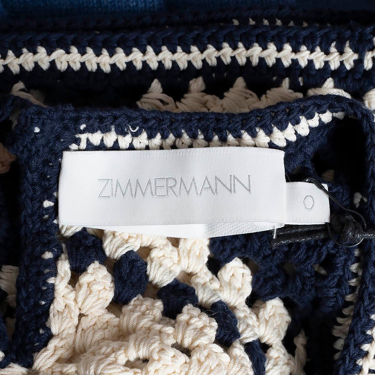 Zimmermann coton bleu et blanc 2023 CROCHET KNIT CROP TOP Shirt 0 XS en vente 4