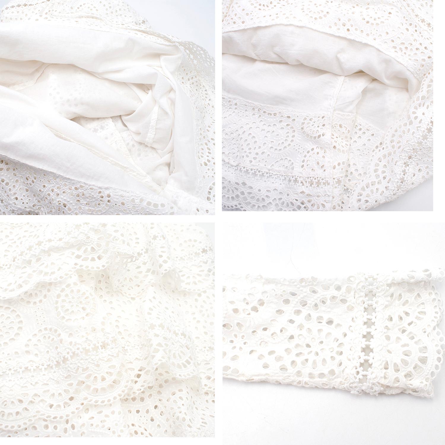 Zimmermann Broderie Anglaise Bayou Cotton Midi Dress US 0 In Good Condition In London, GB