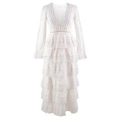 Zimmermann Broderie Anglaise Bayou Baumwoll-Midikleid US 0