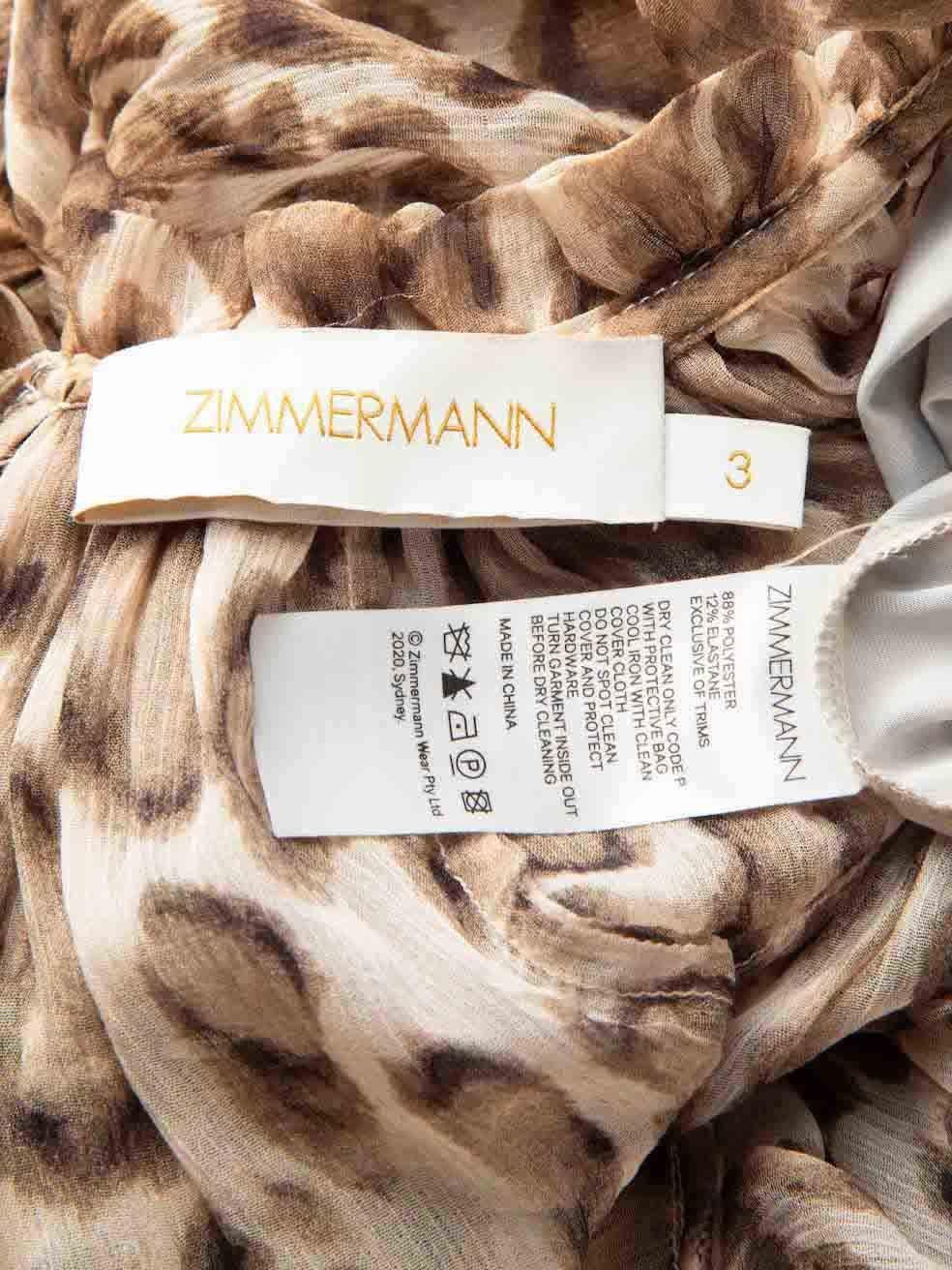 Women's Zimmermann Brown Silk Leopard Print Belted Dress Size XL For Sale