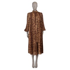 ZIMMERMANN viscosa marrón 2025 CRUSH LEOPARD TIE NECK MIDI Dress 0 XS