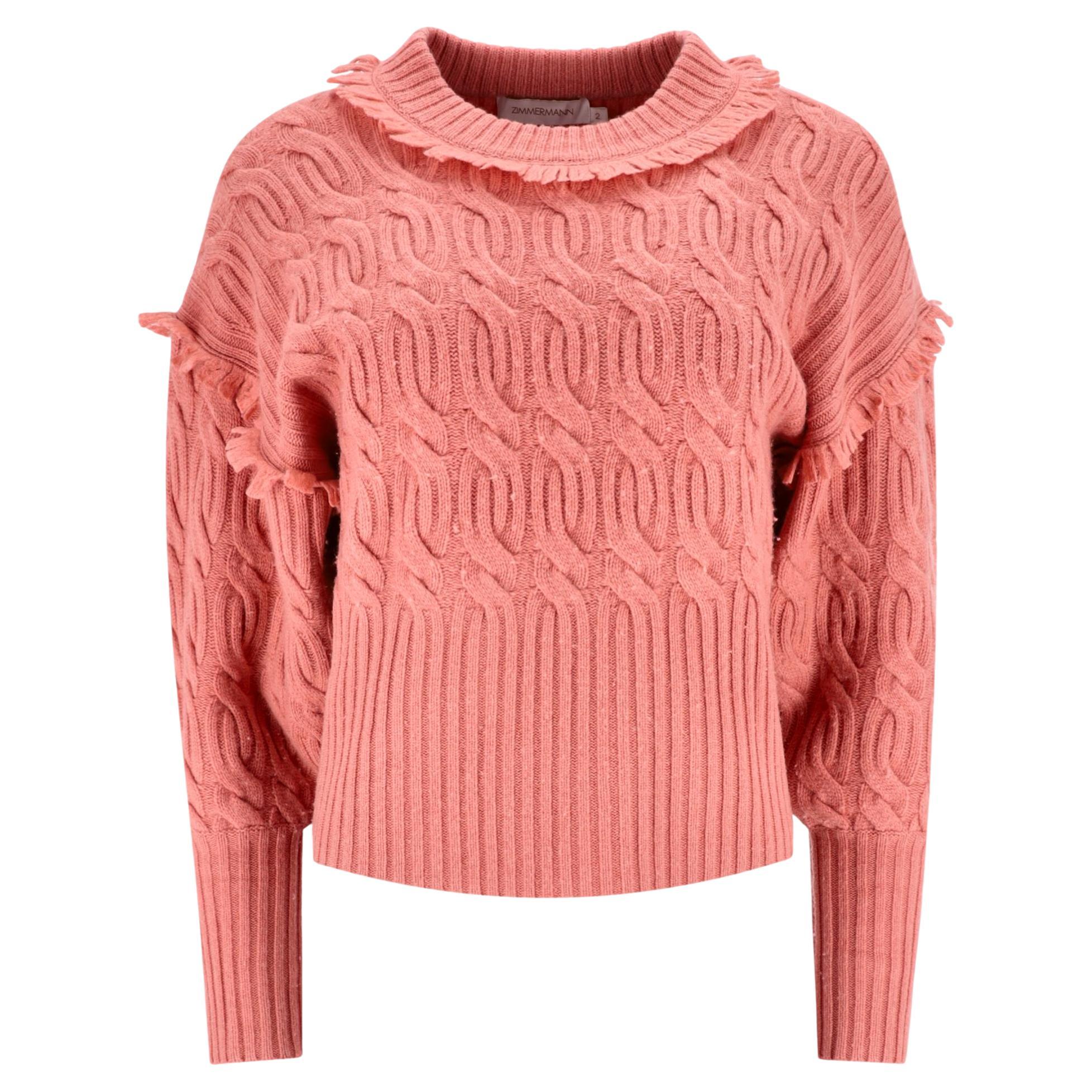 Zimmermann Cable-Knit Wool & Cashmere Blend Jumper For Sale