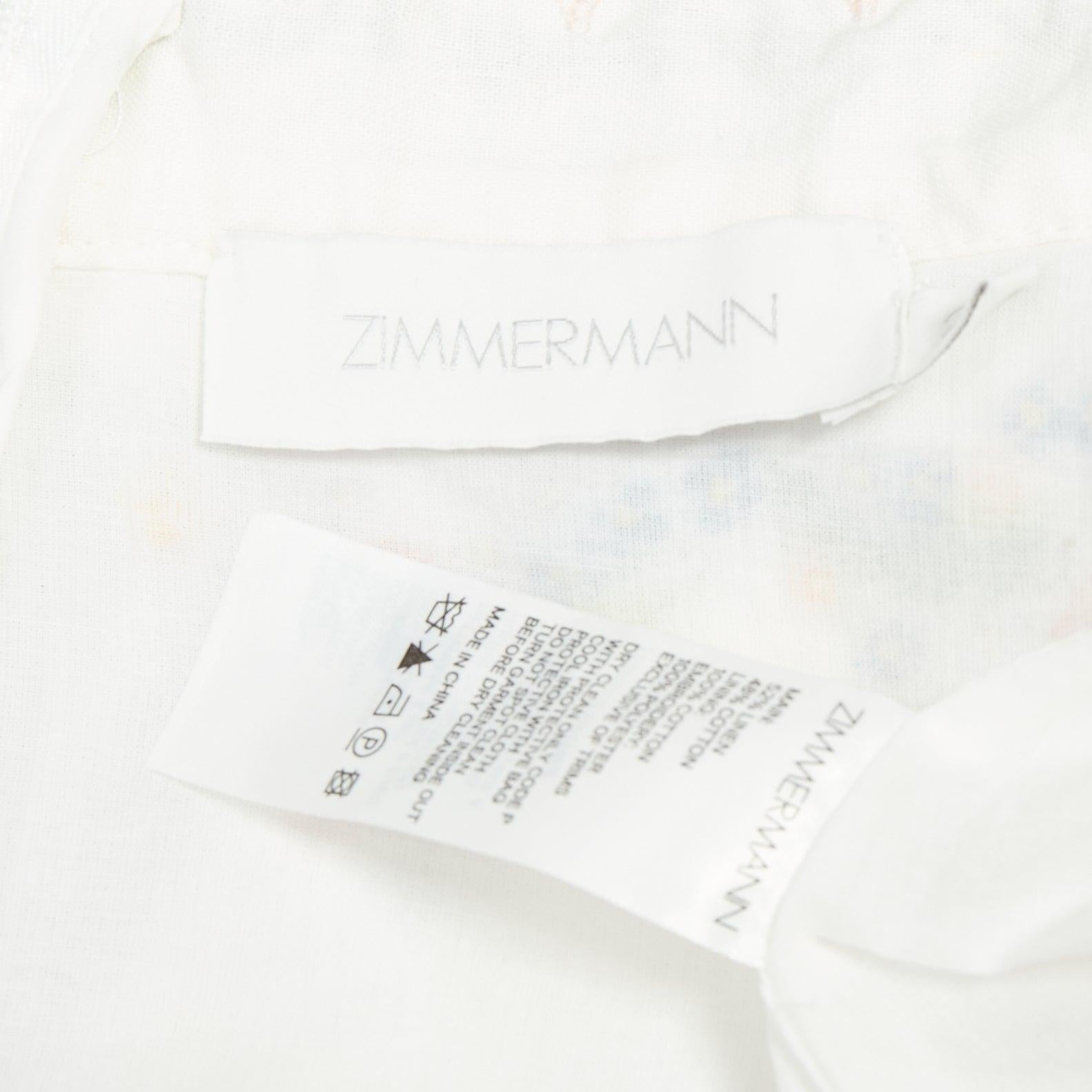 ZIMMERMANN Carnaby white linen cotton phoenix embroidery scallop shorts US2 S2 For Sale 3