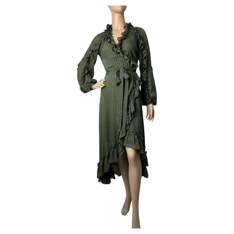 Zimmermann Cascade Ruffle Wrap Midi Dress Sz.0 For Sale at 1stDibs