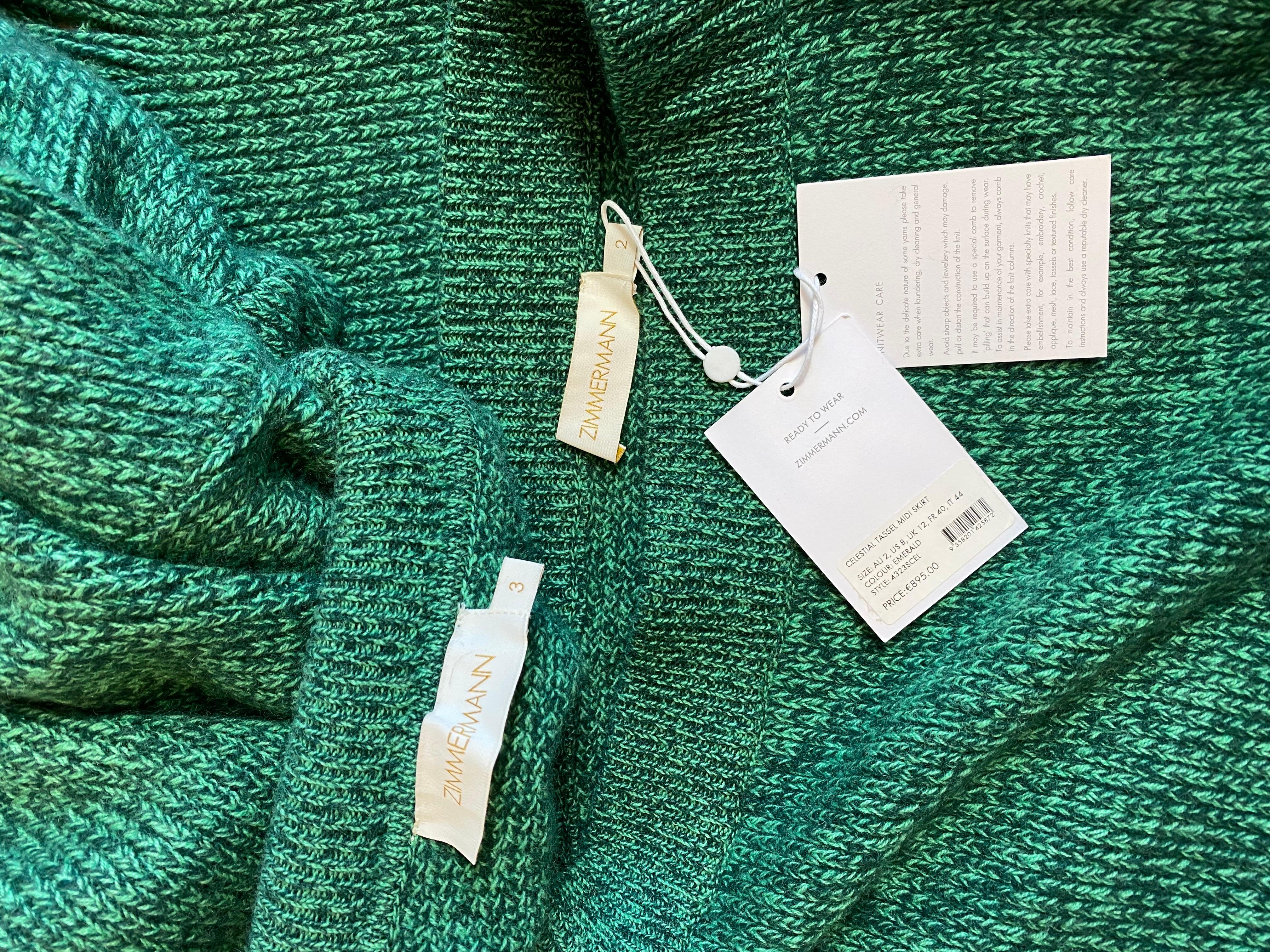 Zimmermann cashmere green co ords sweater and skirt Set For Sale 6