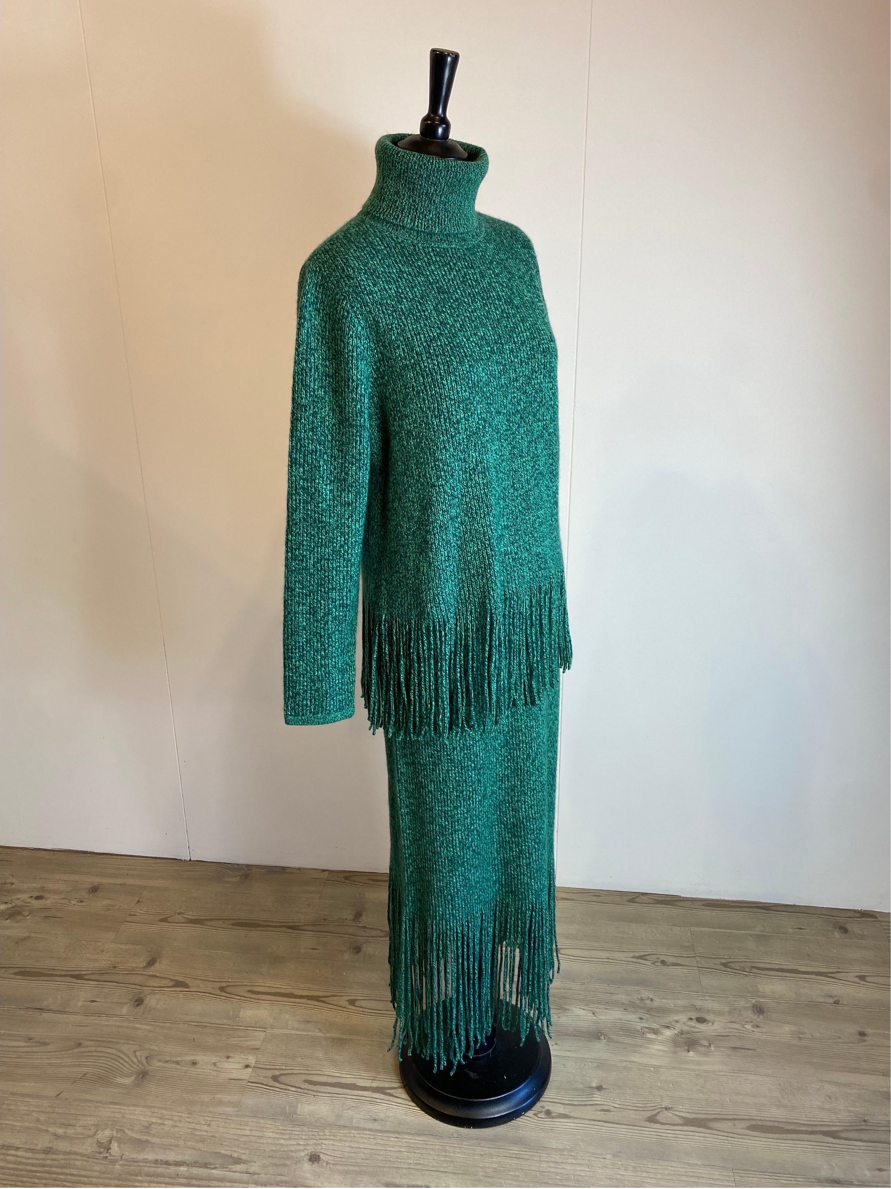 Zimmermann cashmere green co ords sweater and skirt Set For Sale 2