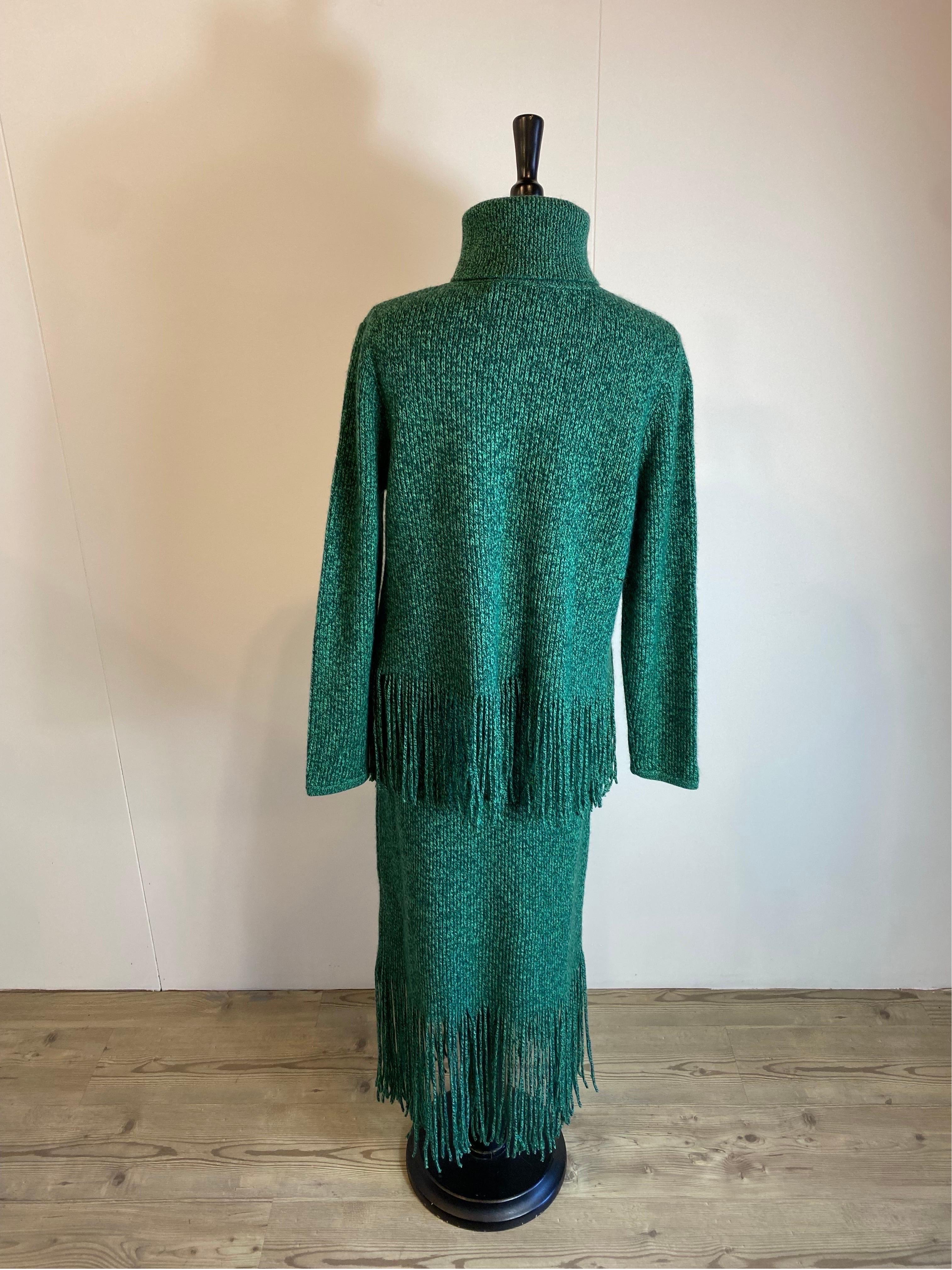 Ensemble pull et jupe en cachemire à motifs verts Zimmermann en vente 3