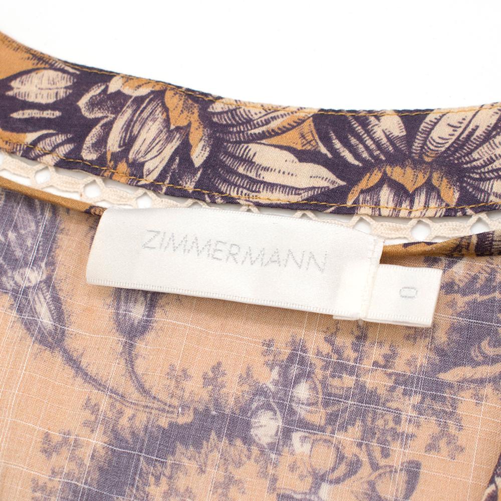 Brown Zimmermann Castile Button Up Long Dress in Mushroom Floral Size 0