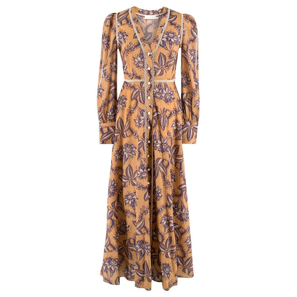 Zimmermann Curacao Off-the-Shoulder Printed Silk Dress For Sale at 1stdibs