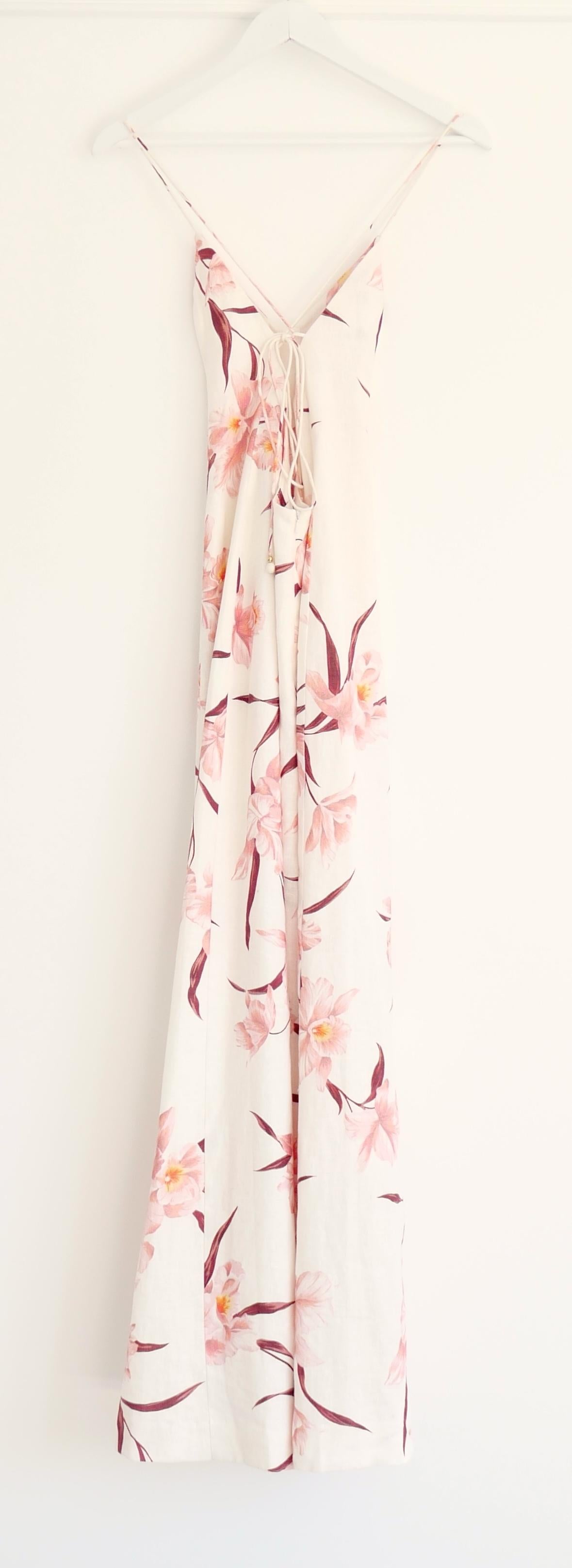 White Zimmermann Corsage Linen Maxi Dress For Sale