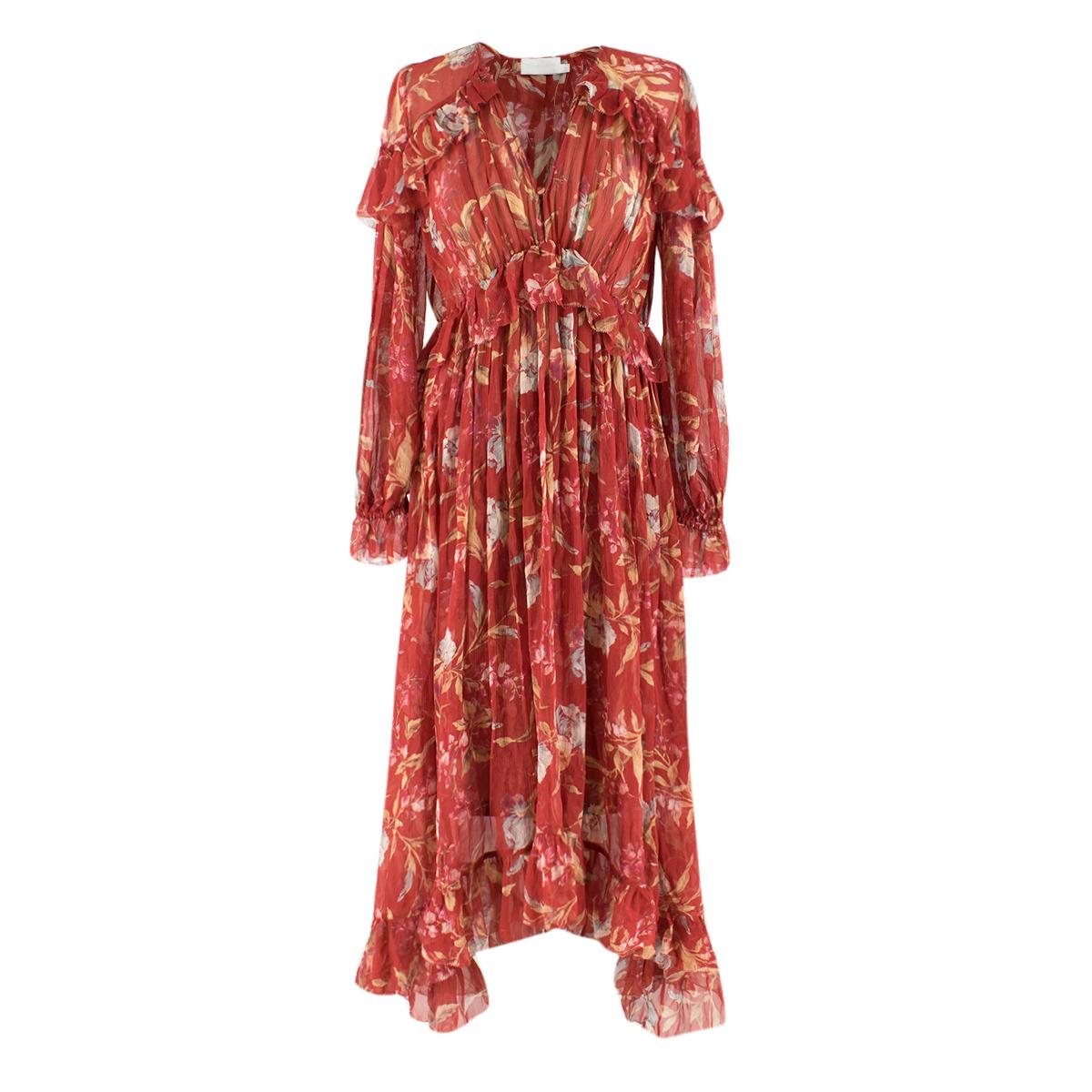 Zimmermann Red Gathered Frill Midi Dress

-Material- 97% polyester, 3% elastane
-multicoloured floral design
-comes with matching jersey slip dress
-gathered frill beneath bust and at hem
-full length sleeves with picot frill