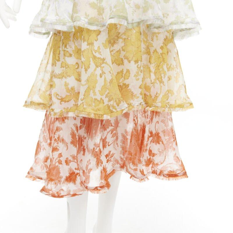 ZIMMERMANN cotton blend white floral print tiered maxi dress Sz 0 XS For Sale 3