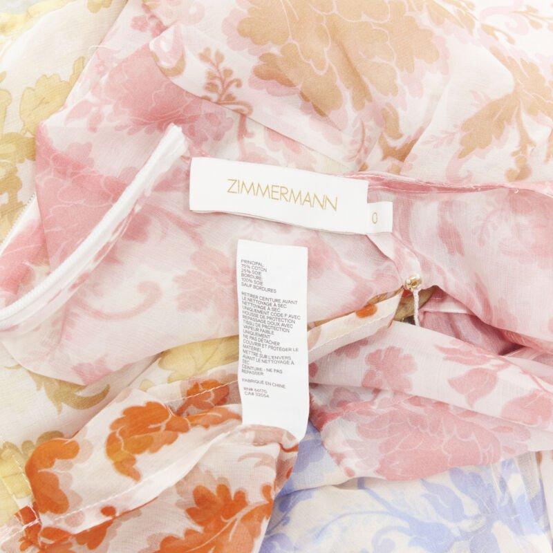ZIMMERMANN cotton blend white floral print tiered maxi dress Sz 0 XS For Sale 4