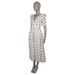 ZIMMERMANN cream black linen 2024 POLKA DOT MIDI Dress 0 XS