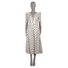 ZIMMERMANN cream black linen 2024 POLKA DOT MIDI Dress 0 XS