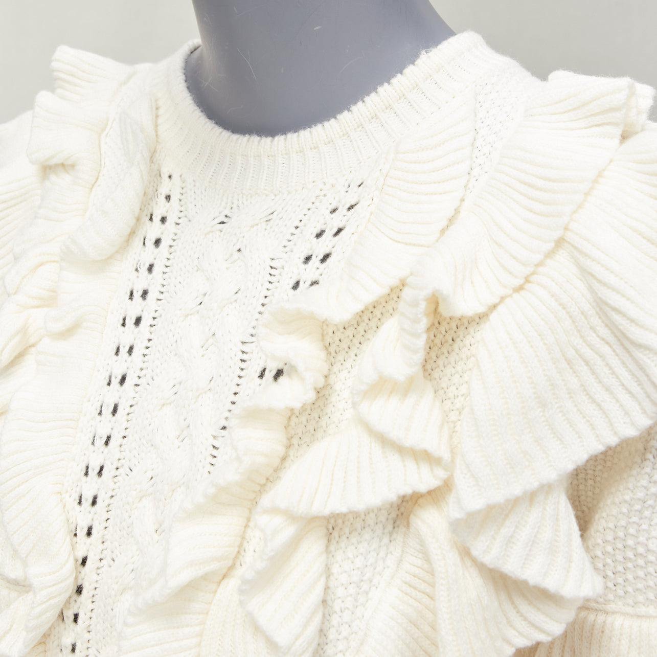 ZIMMERMANN cream cotton creme botanica flounce ruffled cotton sweater US0 XS
Reference: AAWC/A00810
Brand: Zimmermann
Model: Botanica
Material: Cotton, Cashmere
Color: Cream
Pattern: Solid
Closure: Pullover
Extra Details: Even Zimmermann's knitwear