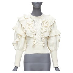 ZIMMERMANN Pull à volants en coton crème botanica à éclats US0 XS