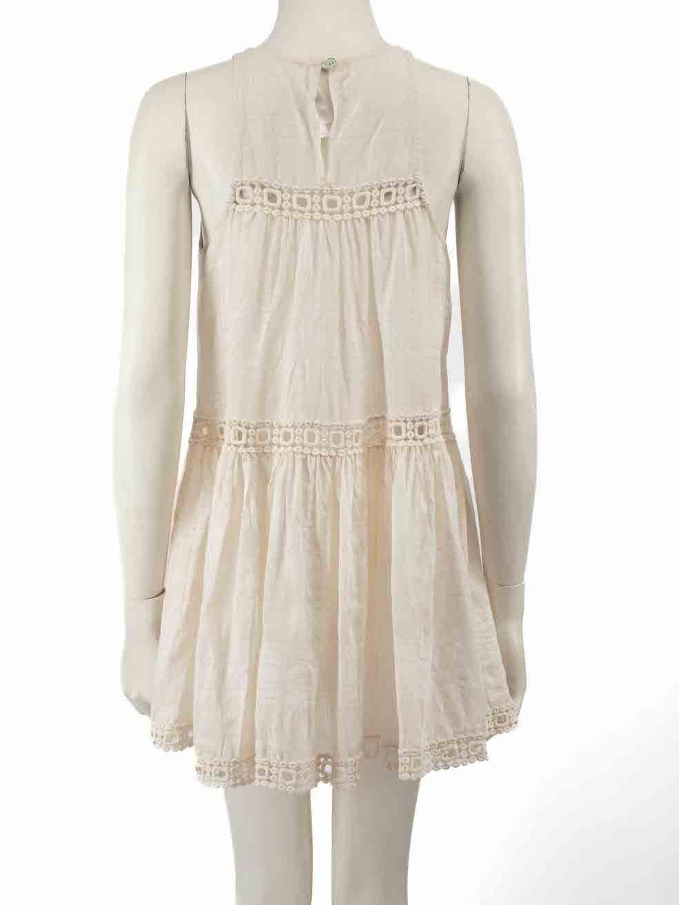 Beige Zimmermann Cream Lace Pattern Tiered Dress Size M For Sale