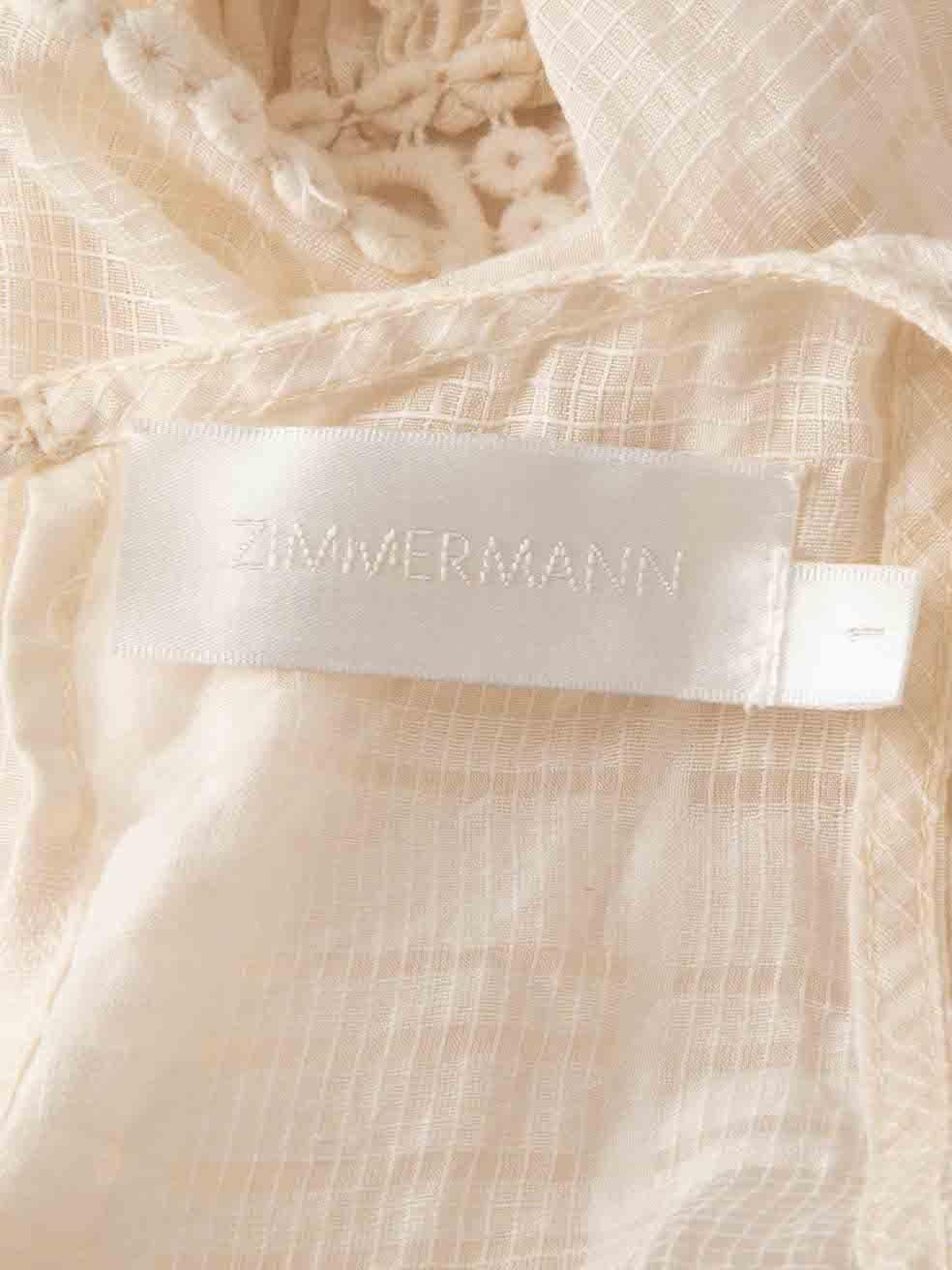 Zimmermann Cream Lace Pattern Tiered Dress Size M For Sale 1