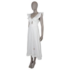 ZIMMERMANN cream linen 2023 RHIANNON FLUTTER MIDI Dress 0 XS