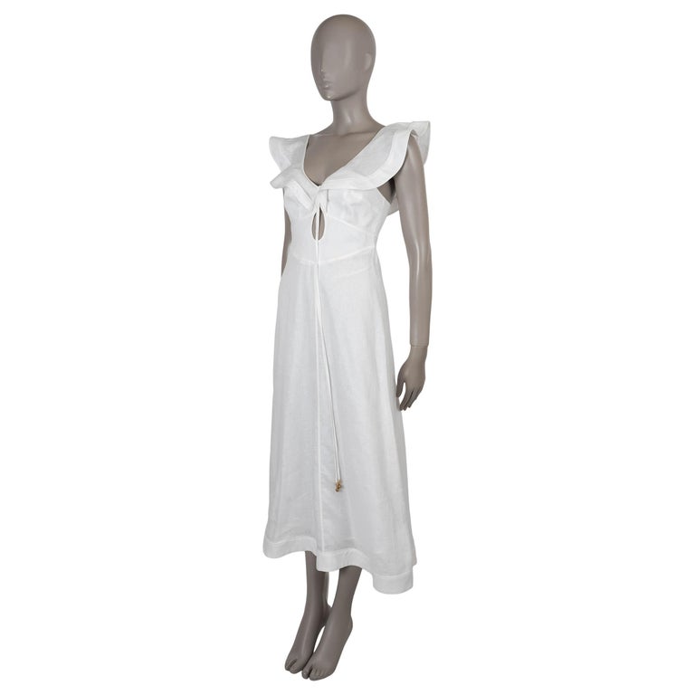 zimmermann halcyon flutter linen midi dress Zimmermann HALCYON FLUTTER MIDI DRESS - 7578DSS235CRM