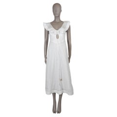 ZIMMERMANN cream linen 2023 RHIANNON FLUTTER MIDI Dress 0 XS