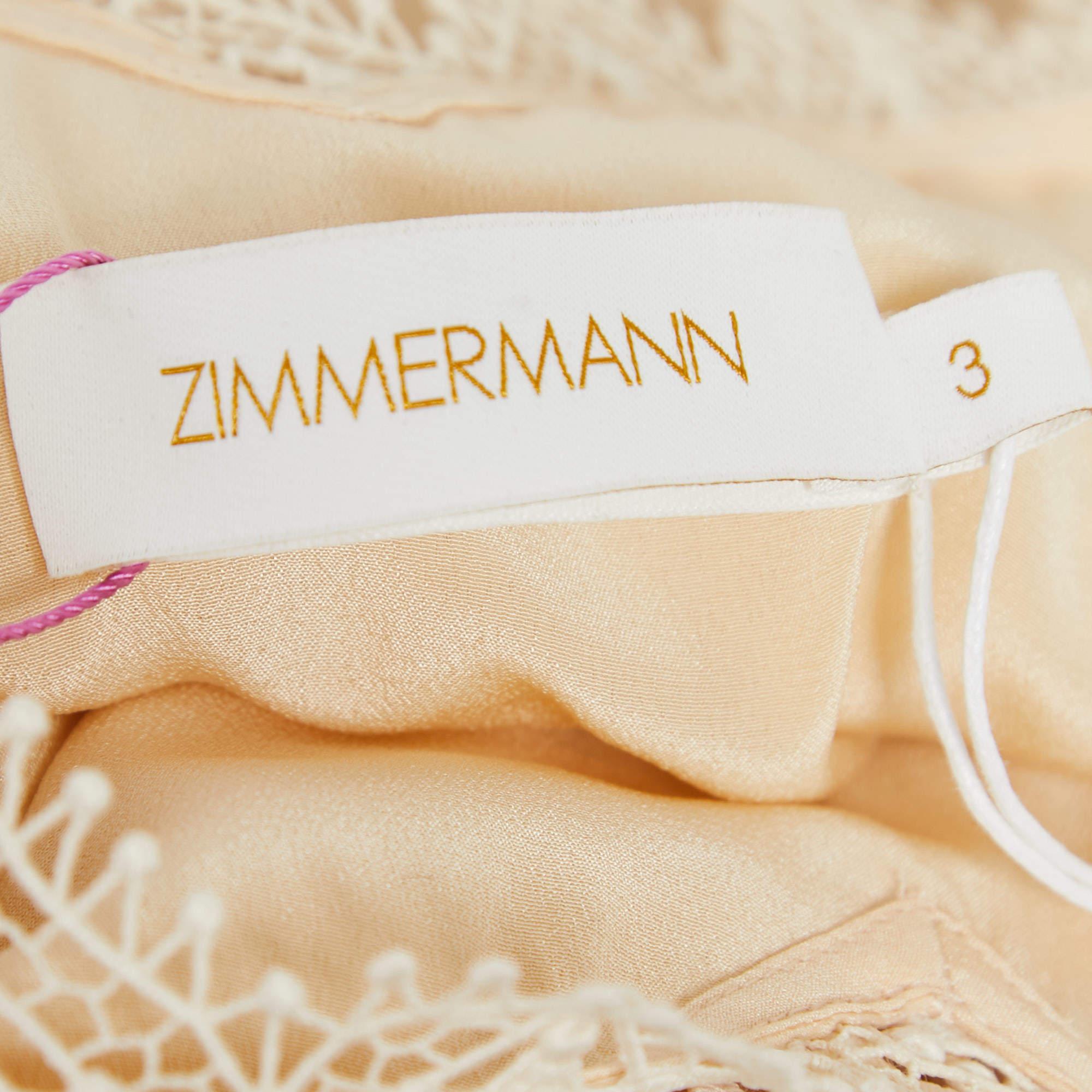 Zimmermann Cream Organza Lace Trimmed Ruffle Detailed Charm Star Gown L In New Condition In Dubai, Al Qouz 2