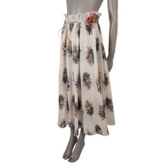 ZIMMERMANN cream polyester 2023 BOUQUET FLORAL PLEATED MIDI Skirt 8 M