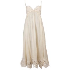 ZIMMERMANN cream ramie 2025 COCO EMBROIEDRED LACE MAXI Dress 0 XS