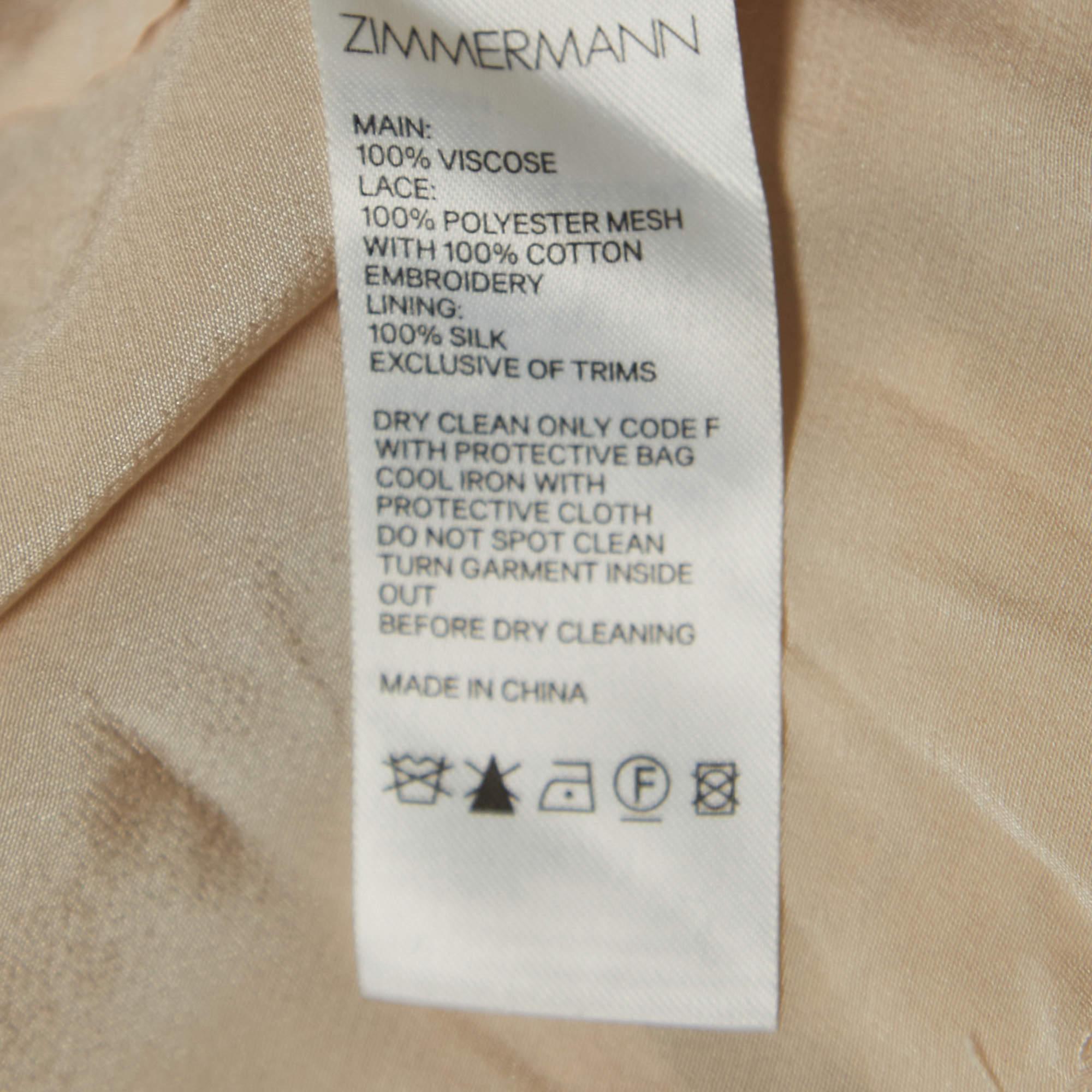 Zimmermann Cream Satin Lace Trimmed Maxi Skirt L In Excellent Condition In Dubai, Al Qouz 2