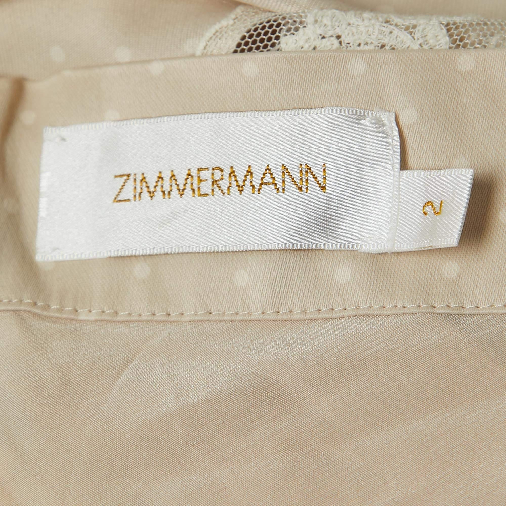 Women's Zimmermann Cream Satin Lace Trimmed Maxi Skirt L