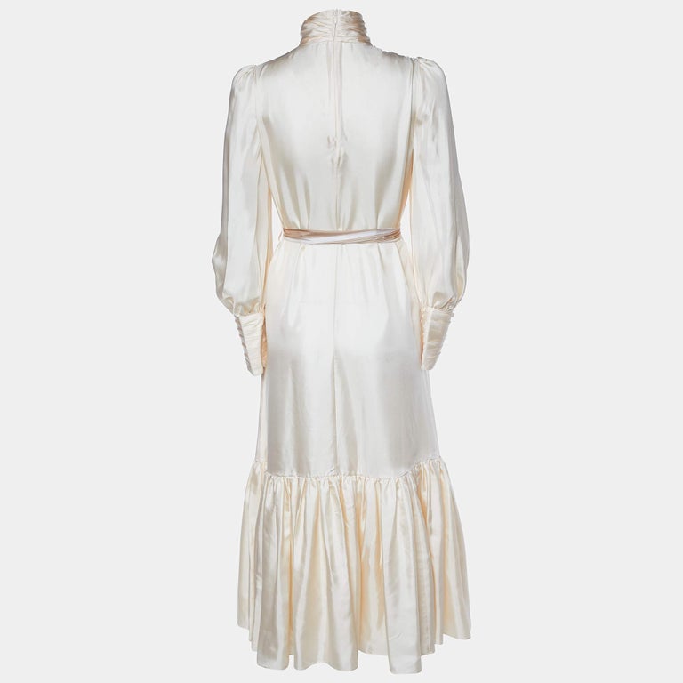 white christmas dresses Zimmermann Silk Wrap Midi Dress Cream
