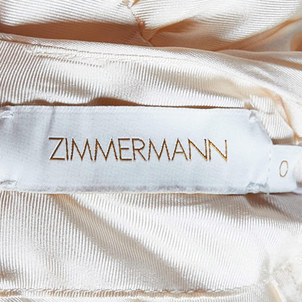Zimmermann Cream Silk Celestial Frill Midi Dress S In Excellent Condition In Dubai, Al Qouz 2