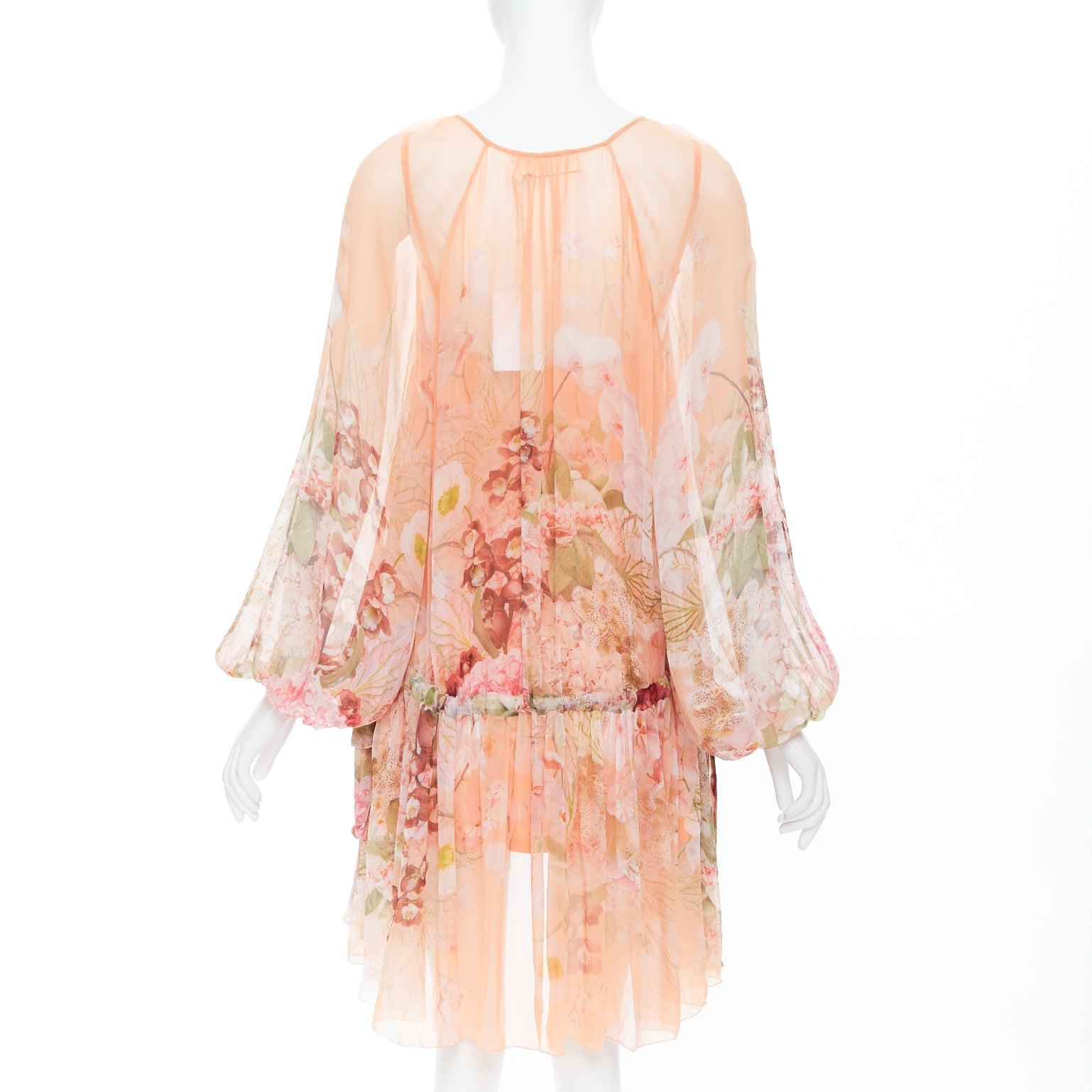 Donna Zimmermann Ballerina Blush Garden rosa con stampa floreale e maniche a sbuffo increspate in vita in vendita
