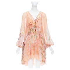 ZIMMERMANN Dancer Blush Garden rose imprimé floral ruché à manches bouffantes