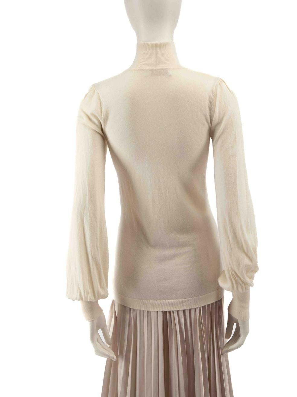 Beige Zimmermann Ecru Merino Wool Turtleneck Top Size M