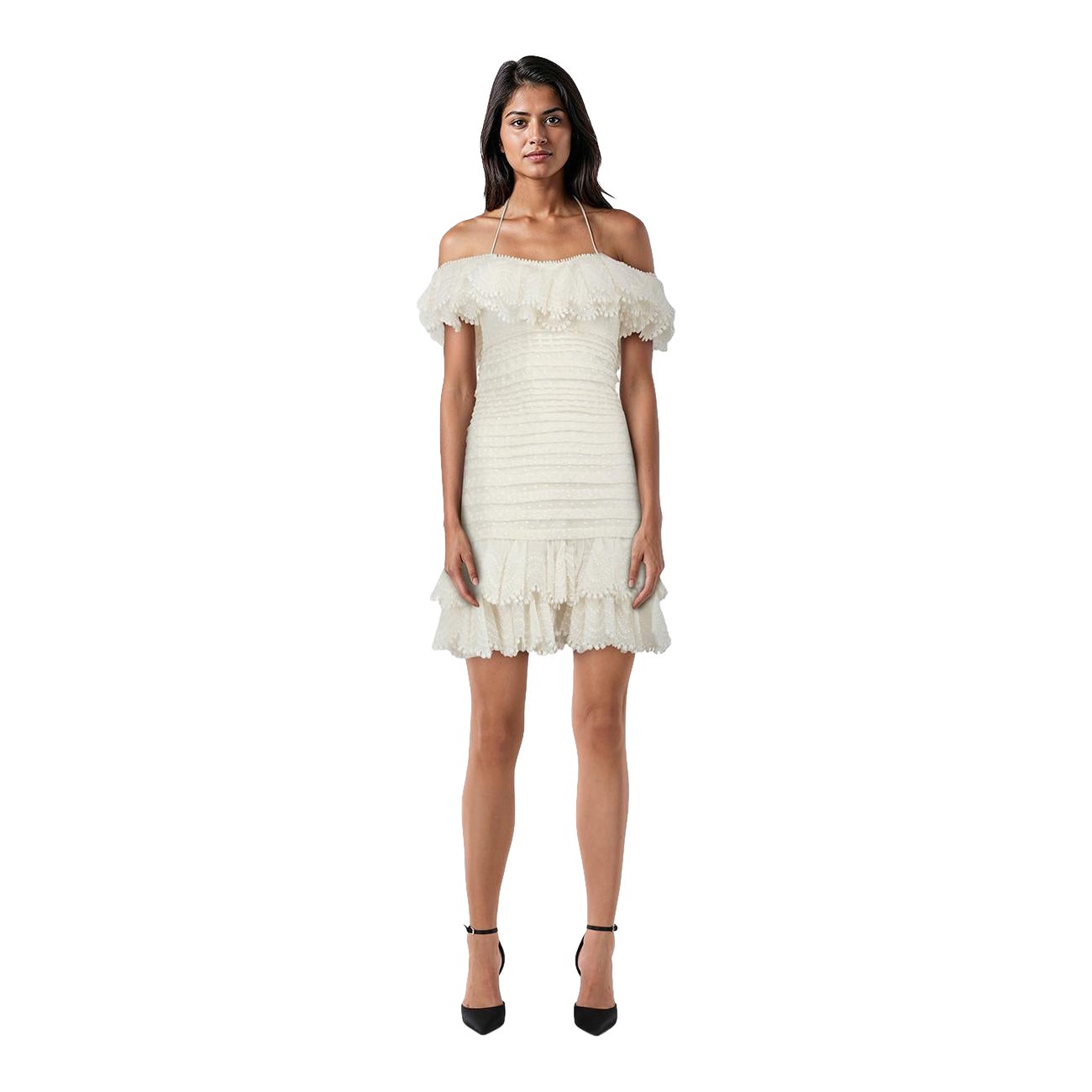 Zimmermann Vestido Super Eight Off Shoulder Crudo Talla M en venta