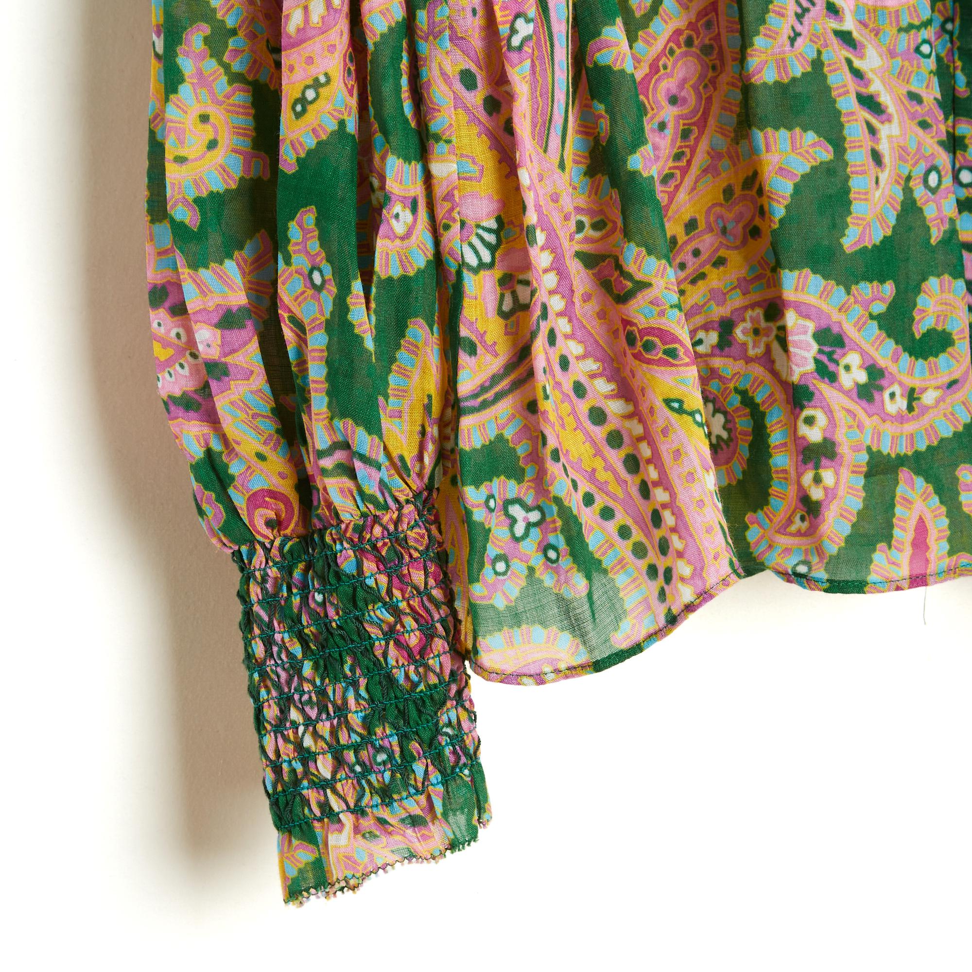 Zimmermann Ensemble Bluse Pantaon FR40 Grün Rosa Leinen Set Top Hose UK12 US10 im Angebot 3