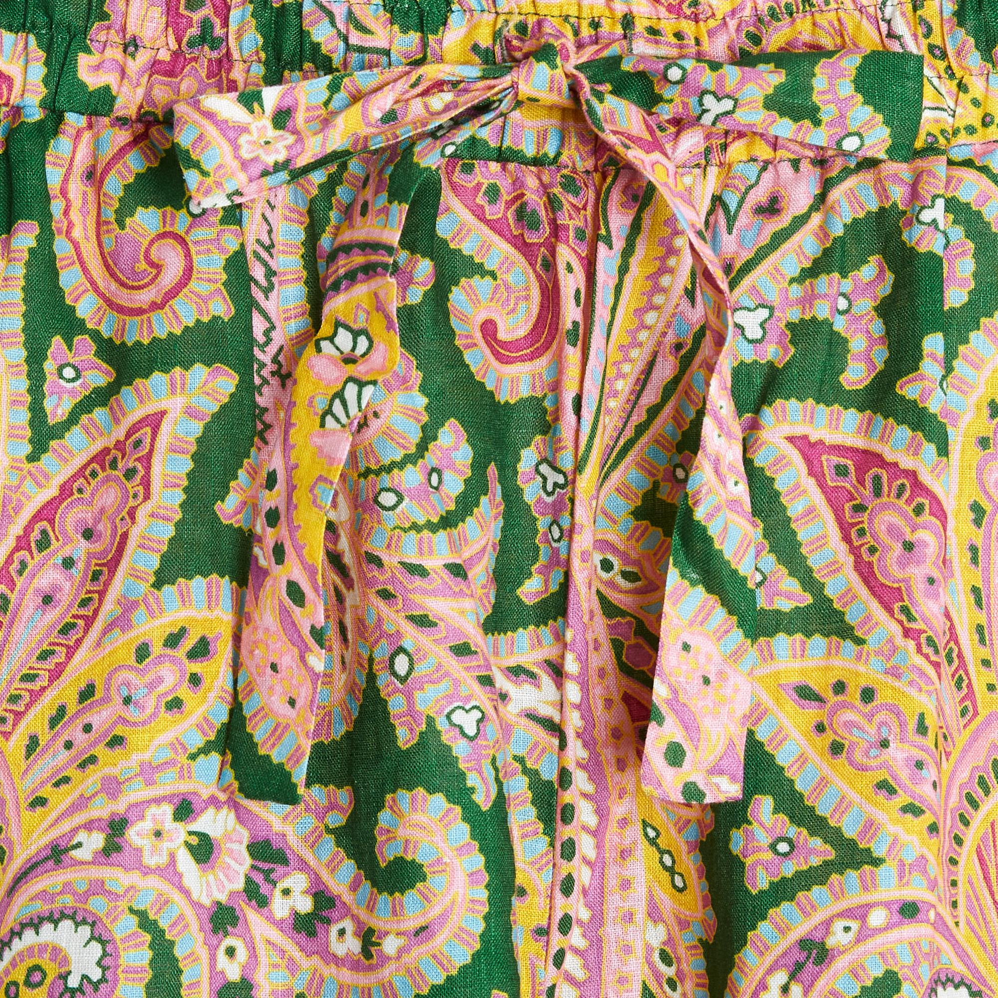 Zimmermann Ensemble Bluse Pantaon FR40 Grün Rosa Leinen Set Top Hose UK12 US10 im Angebot 5