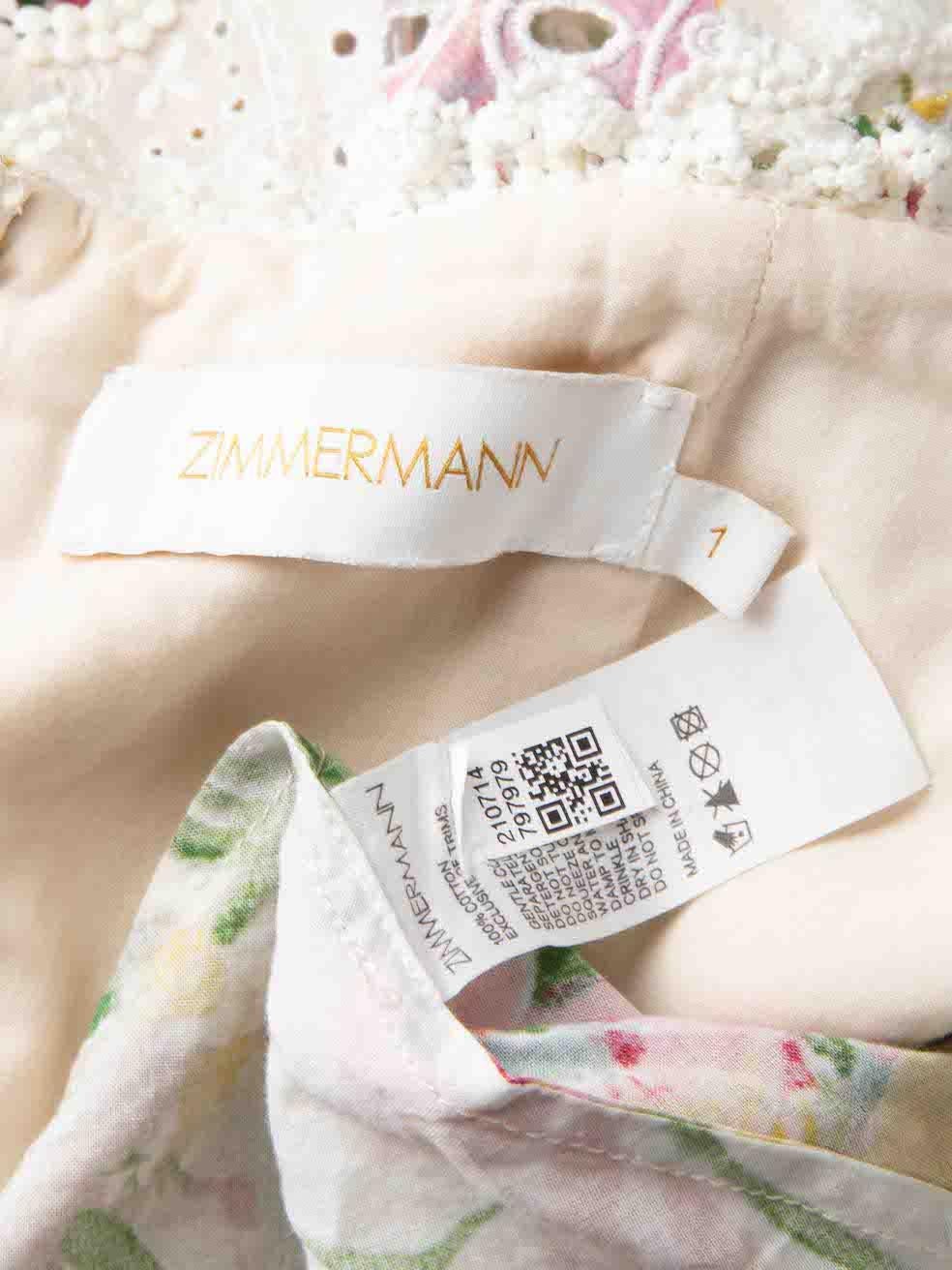 Women's Zimmermann Floral Off Shoulder Lace Mini Dress Size M For Sale