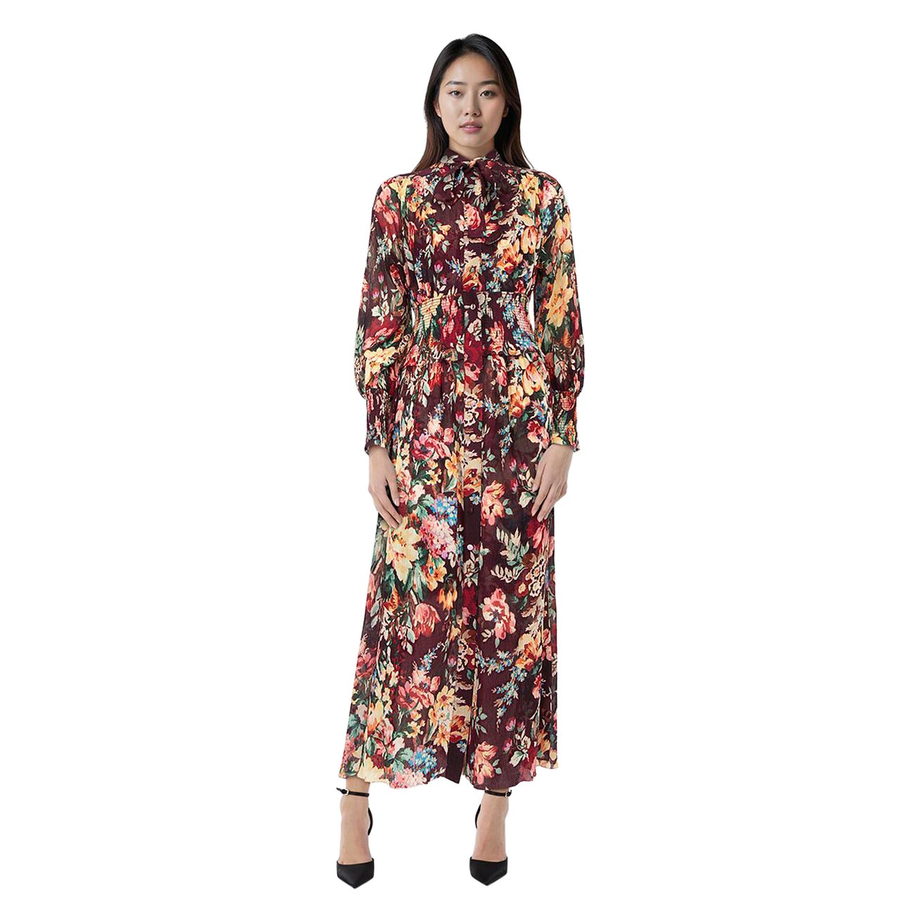 Zimmermann Floral Patterned Sheer Midi Dress Size M