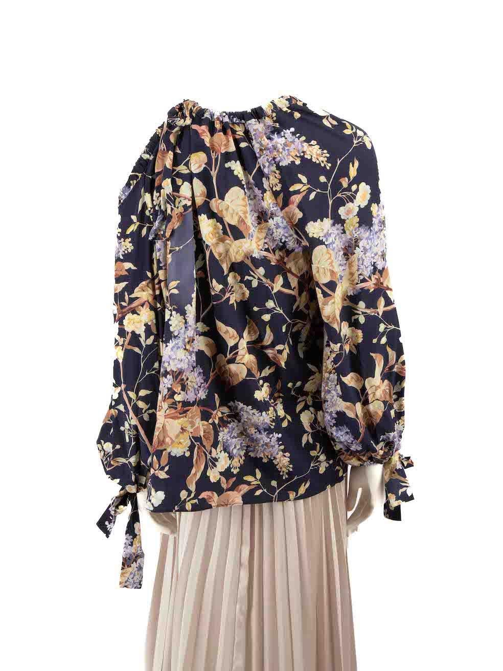 Zimmermann Floral Print Drape Blouse Size XL In Excellent Condition For Sale In London, GB