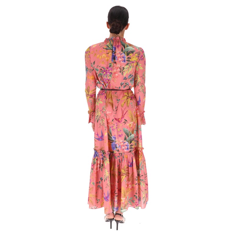 strapless open back dress Women's Rosewood Romance Ivory Multi Floral Flutter Sleeve Maxi Dress | Size: S