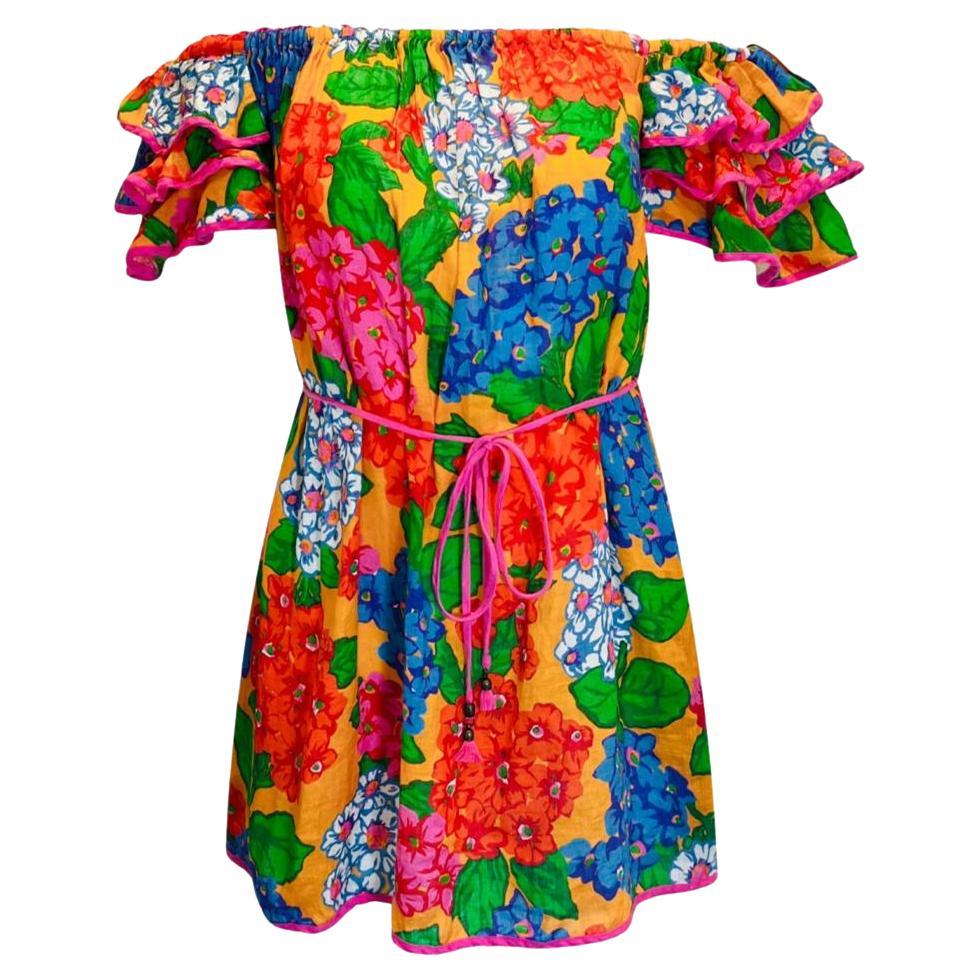 Zimmermann Floral Print Linen Dress For Sale