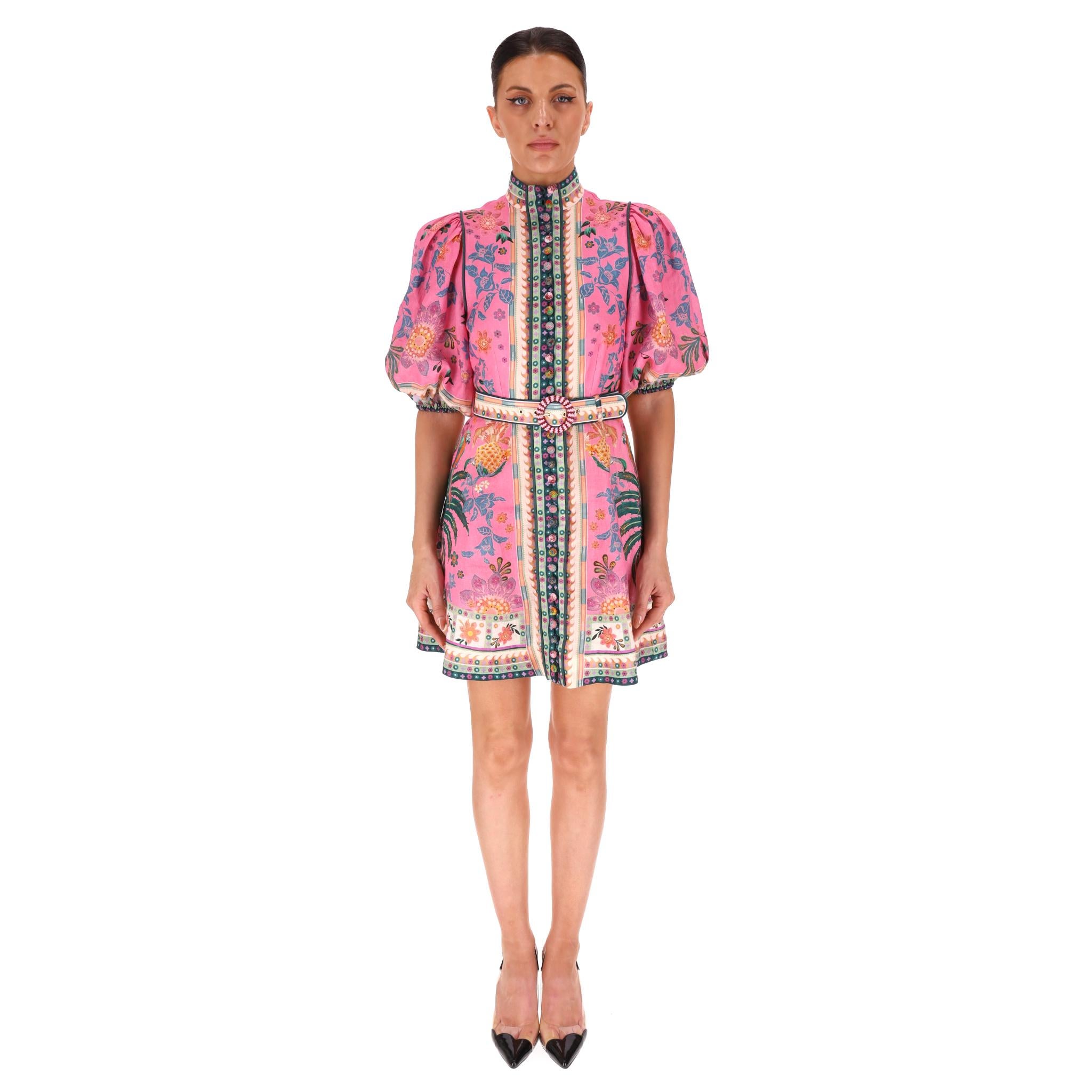 Mini Vestido de Lino con Estampado Floral Zimmermann

Vestido rosa 