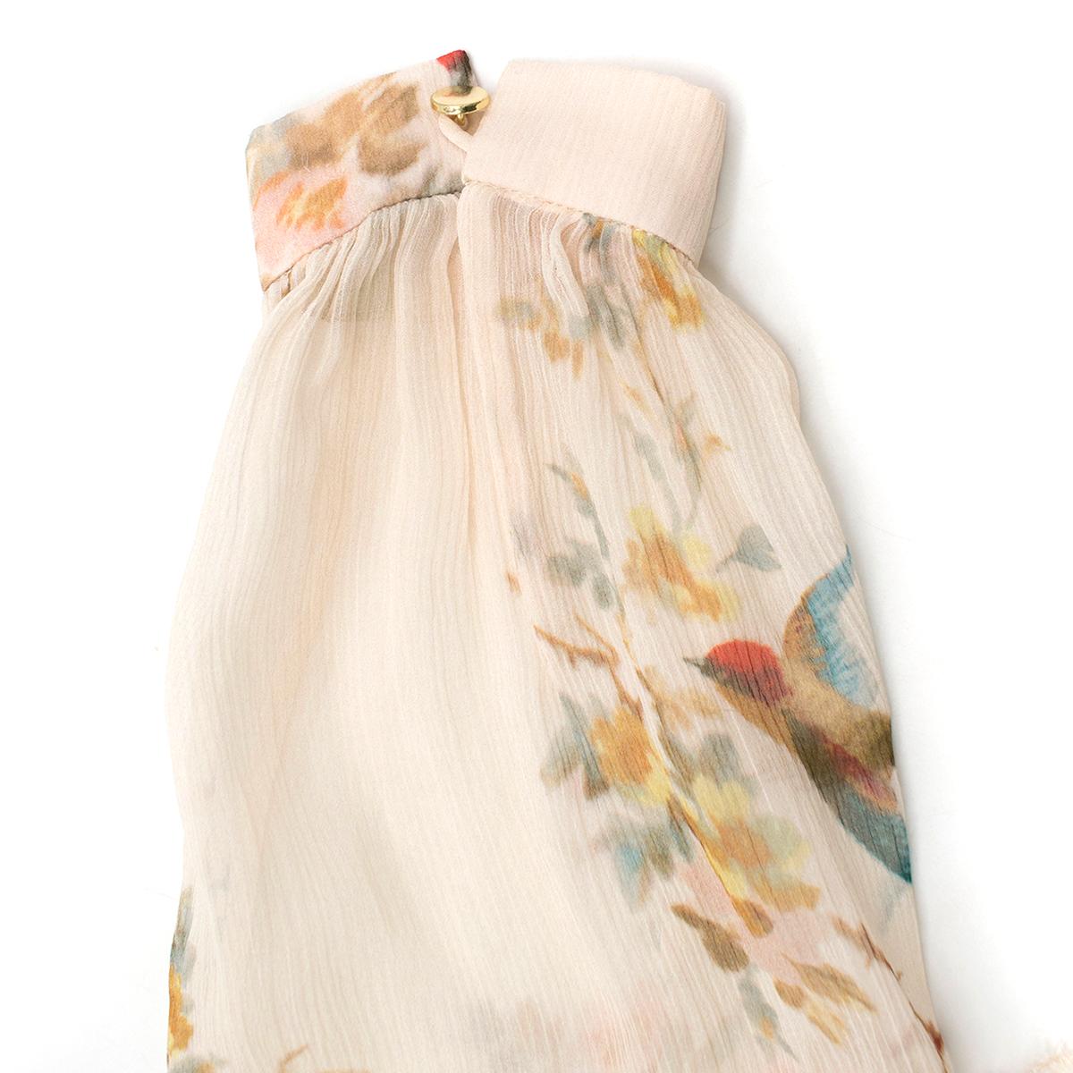 Women's Zimmermann Floral-print Ruffled Silk Maxi Dress Size 1 
