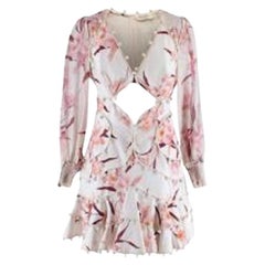 Zimmermann Floral Printed Cream Linen Mini Dress